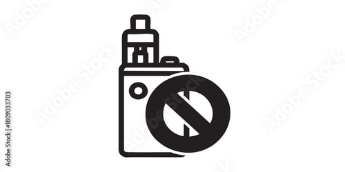 Vaping device ban line icon, dangers of smoking concept. Vector graphics. Prohibited item sign on white background, outline style icon for mobile or web design