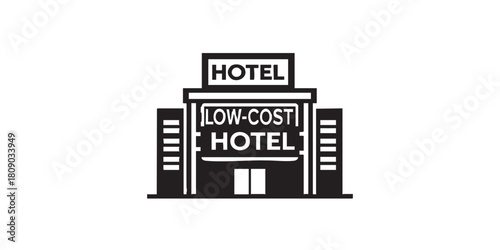 Three star hotel thin line icon, traveler survey concept. Vector graphics. Low cost hotel, building sign on white background, style icon mobile or web design