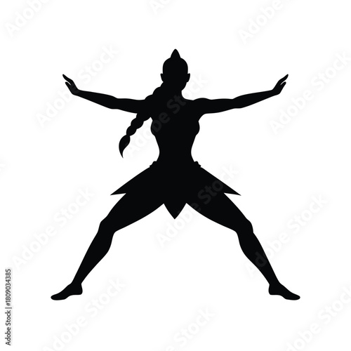 Woman Silhouette Practicing Martial Arts Karate Fighting Fitness Training