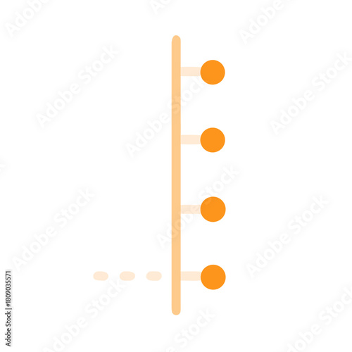 Vertical timeline icon featuring line with orange dots representing milestones or events, symbolizing progress and history