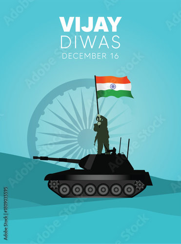 Patriotic Vijay Diwas illustration honoring military bravery, national pride, courage, and sacrifice