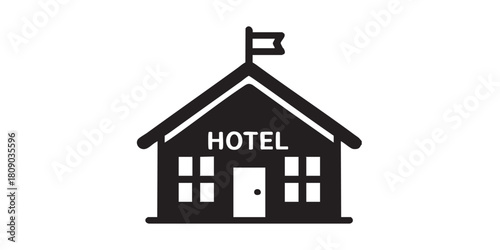 Three star hotel thin line icon, traveler survey concept. Vector graphics. Low cost hotel, building sign on white background, style icon mobile or web design