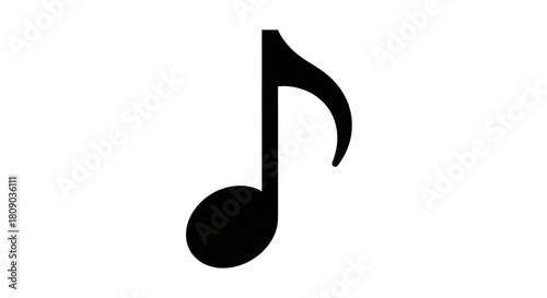 Isolated eighth note symbol on a white background, musical notation