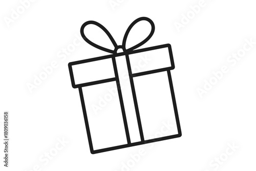 Festive Gift Box. Outline of a gift box, complete with a ribbon and bow on top. The lines are clean and sharp, creating a sense of simplicity and anticipation. The. Vector illustration