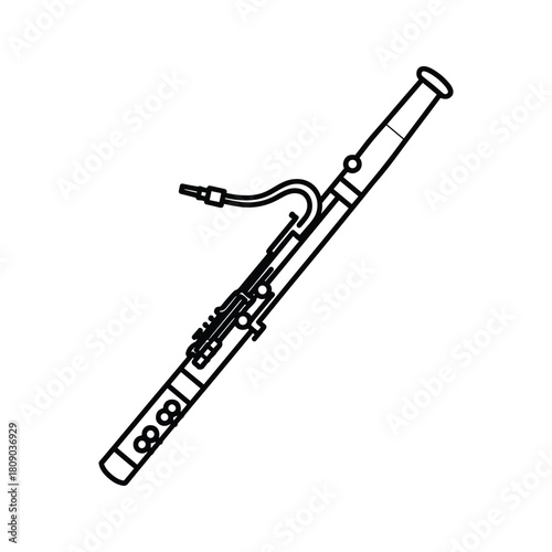 Illustration of a bassoon isolated on in black and white