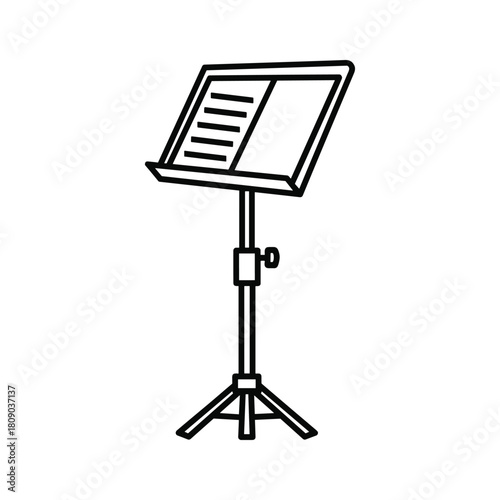 Illustration of a music stand isolated on in outline style