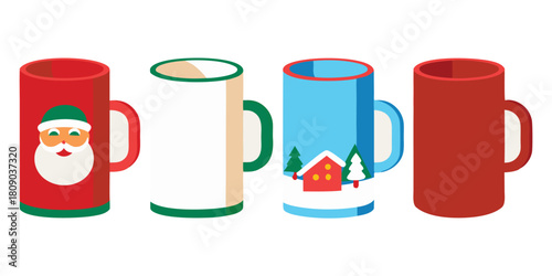 Mugs coffee tea cup drinkware santa christmas holiday winter beverage hot cocoa cafe