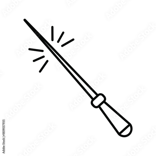 Magic wand with sparkles isolated on for wizardry and spells