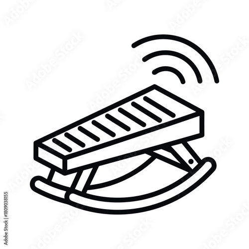 Line art of a rocking bench with wifi signal isolated on