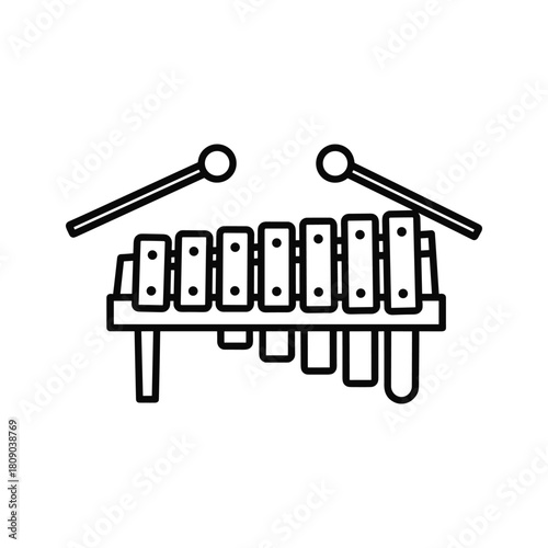 Illustration of a xylophone with mallets isolated on