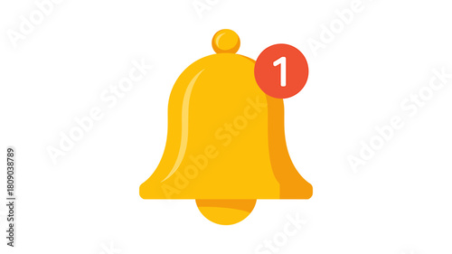 Golden notification bell with one unread message alert icon