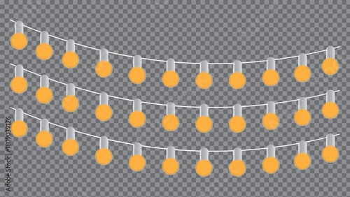 Orange decorative string lights graphic element for design projects.