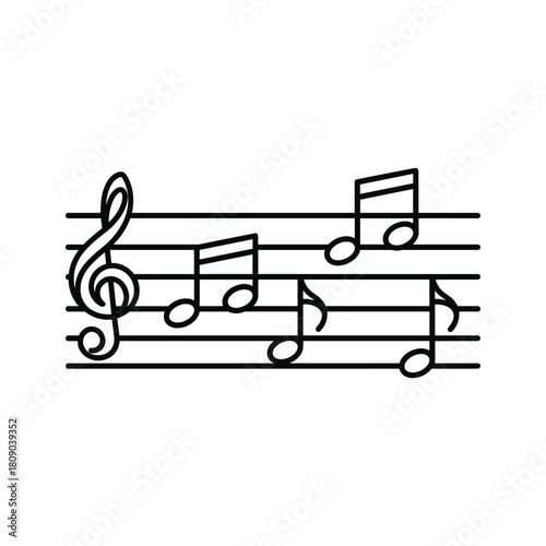 Musical notes line art isolated on, a symbol of melody