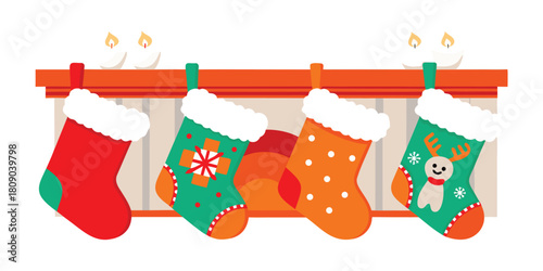 Christmas stockings fireplace holiday decoration festive season winter celebration joy