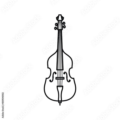 Illustration of a double bass isolated on in black outline