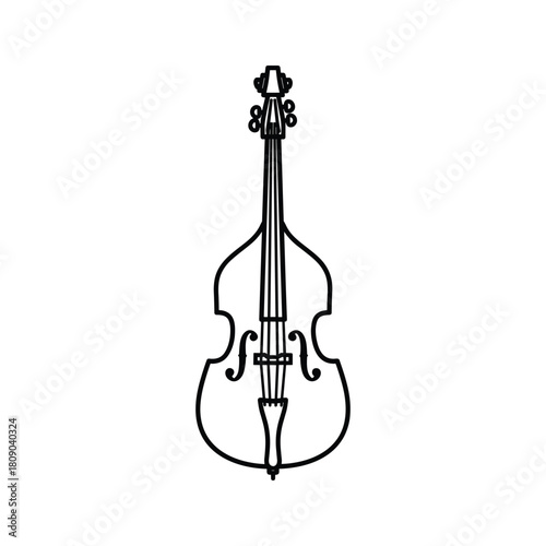 Illustration of a double bass isolated on in black outline