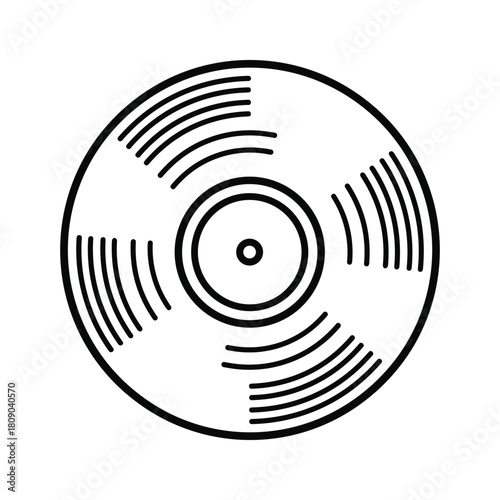 Vinyl record icon, an analog music medium isolated on