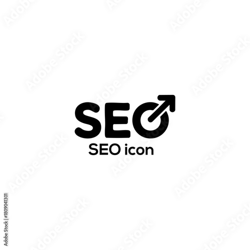 Black SEO growth icon vector for search engine optimization marketing analytics website ranking and digital business strategy design concepts


