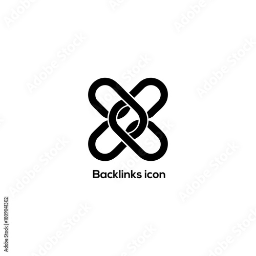 Minimalist interlinked chain backlinks icon vector for SEO link building digital marketing website optimization and web branding design concepts

