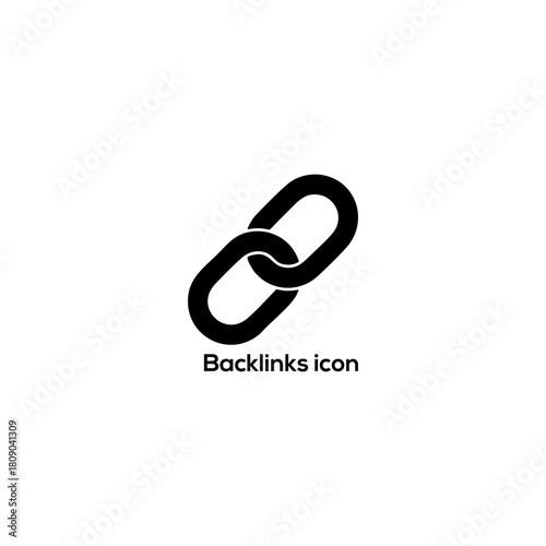 Minimalist black chain link icon vector for seo backlinks strategy digital marketing connectivity and web url logo design element

