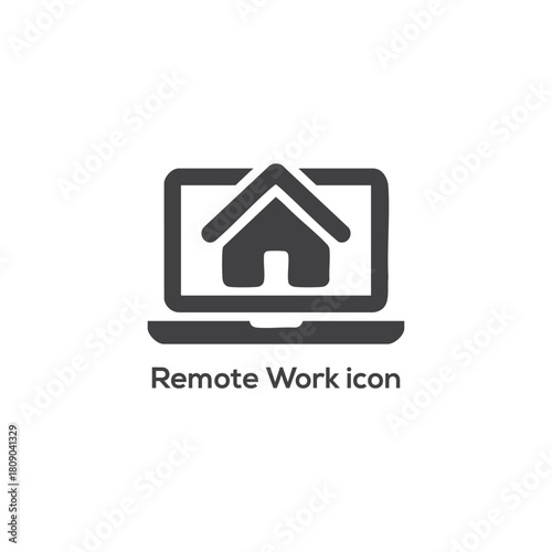 Modern remote work icon vector with laptop house and wifi for home office freelance and telecommuting business concepts

