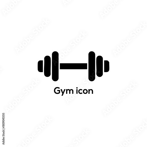 Minimalist black dumbbell icon vector illustration for fitness gym training bodybuilding sport logo design and workout app interface concepts

