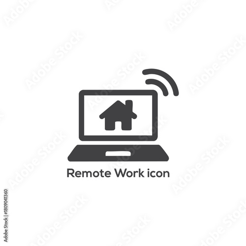 Modern remote work icon vector with laptop house and wifi for home office freelance and telecommuting business concepts

