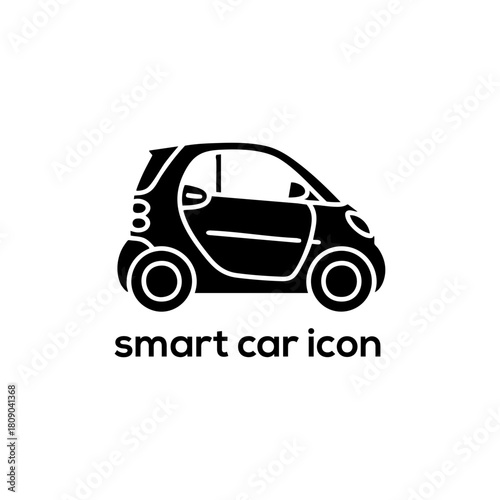 Modern compact smart car icon vector for electric vehicle technology urban transport and eco driving mobile app logo design


