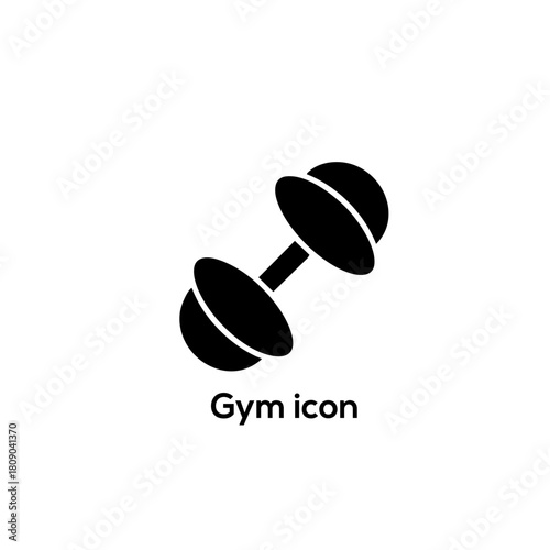 Minimalist black dumbbell icon vector illustration for fitness gym training bodybuilding sport logo design and workout app interface concepts

