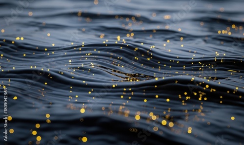 Dark blue ocean surface with sparkling light reflections stock photo