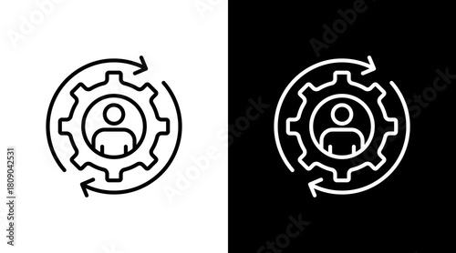 Human Resource Management White Icon Set Design