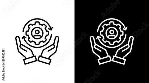 Total Quality Management White Icon Set Design