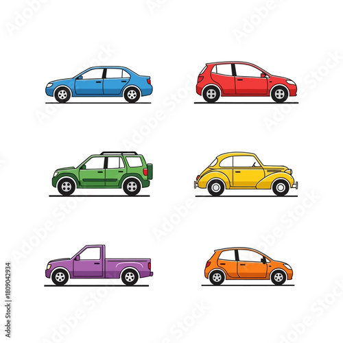 Set of flat design car vector illustrations