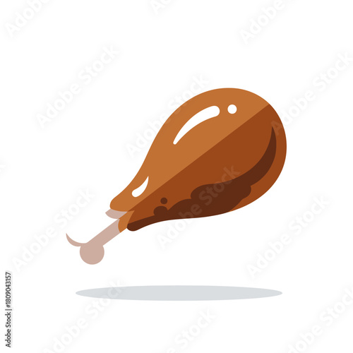 Roasted chicken leg flat design vector