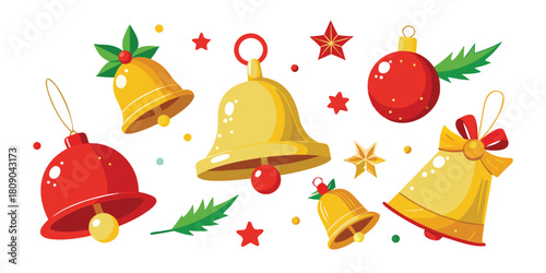 Christmas bells ornaments stars holiday season celebration festive decoration joy fun