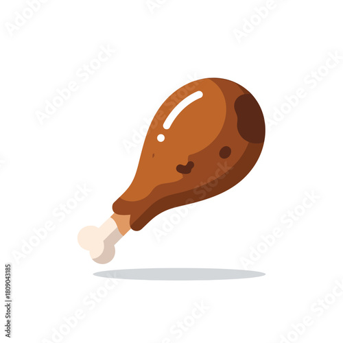 Roasted chicken drumstick flat icon