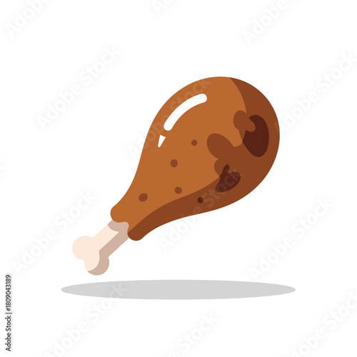 Fried chicken drumstick flat design vector