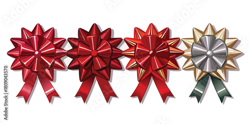 Holiday bows christmas gift ribbon decoration festive celebration present party shiny bright colorful