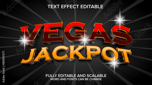 vegas jackpot text effect vector editable