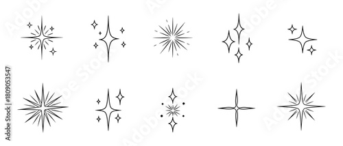 Collection of delicate starburst sparkle and shine Vector EPS icons