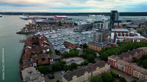 Pan left Southampton Harbour UK