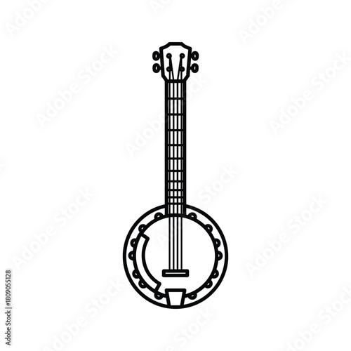 Banjo musical instrument outline isolated on for design use