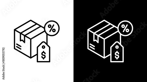 Market Price White Icon Set Design