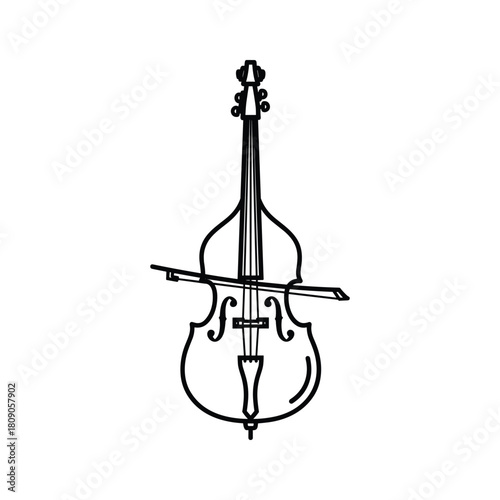 Double bass outline isolated on for design and decoration