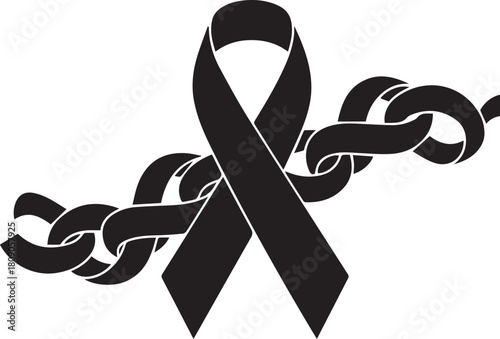 Black ribbon symbol of aids awareness breaking chains of disease support unity