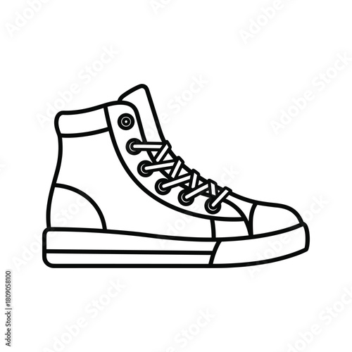 High top sneaker icon isolated on, casual footwear and shoe