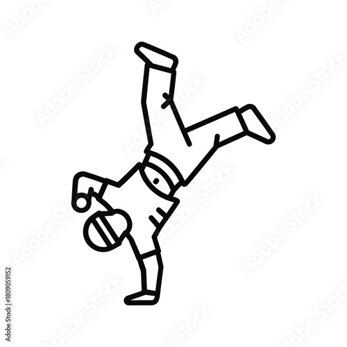 Breakdancer doing a handstand isolated on, street dance concept