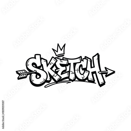 Sketch graffiti isolated on, a creative urban art form