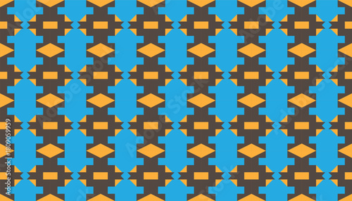 Vibrant Blue–Orange Geometric Tile Pattern
A seamless arrangement of bold geometric shapes in blue and orange, forming a rhythmic and energetic visual composition