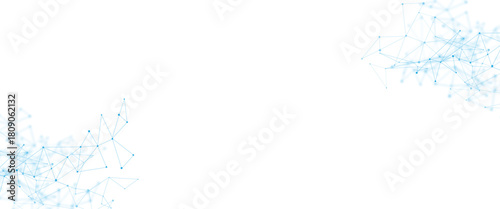 Blue, white abstract polygon connection mesh digital technology futuristic communication background.